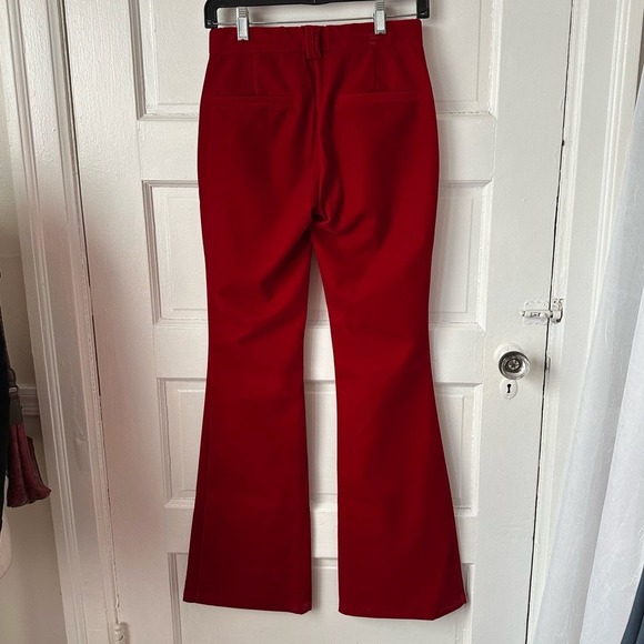 Steve Madden Red Velvet Flare Leg Pants XS Stretch High Rise NWT Romantic Fairy - Picture 3 of 14